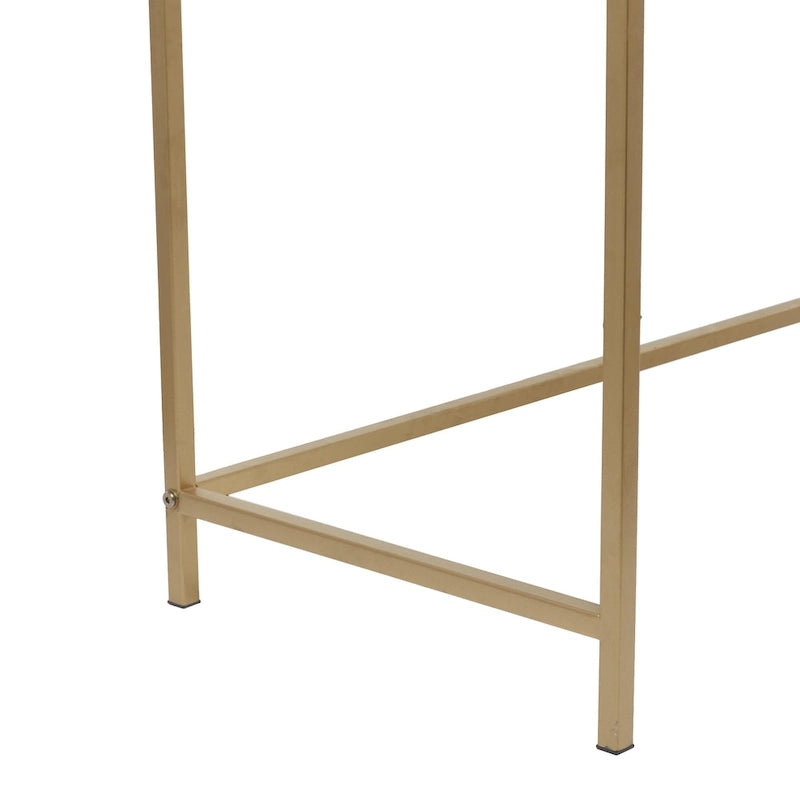 2-Drawer Console Table with Gold Metal Frame - White
