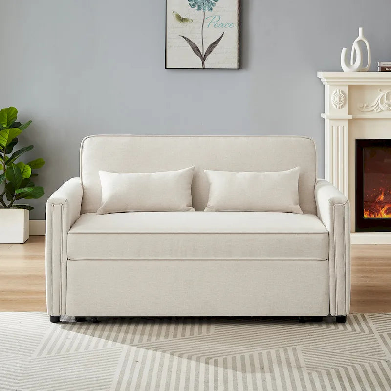 Rozkládací pohovka s nastavitelným opěradlem, lněná - 38.60 x 54.00 x 31.90
