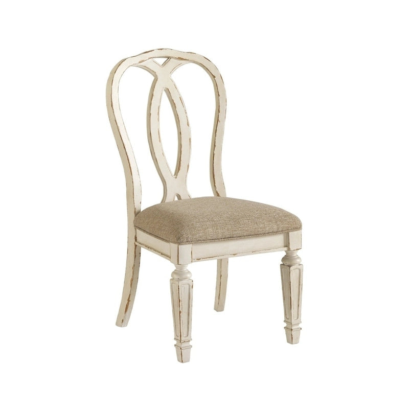 Francouzská venkovská jídelní židle, sada 2 ks – Oprýskaná bílá – 49,5 cm (š) × 61 cm (h) × 102,6 cm (v)