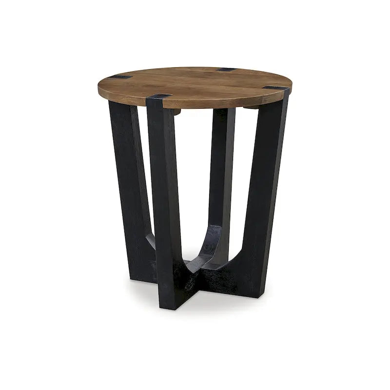 Koncový stolek z mangového dřeva hnědý/černý – 56 cm (Š) x 56 cm (H) x 61 cm (V)