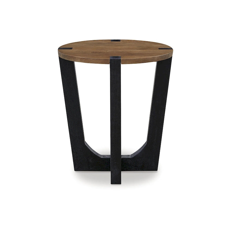 Koncový stolek z mangového dřeva hnědý/černý – 56 cm (Š) x 56 cm (H) x 61 cm (V)