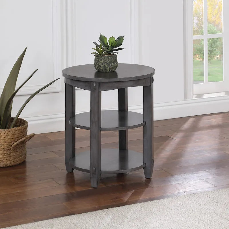 3-Shelf Round End Table