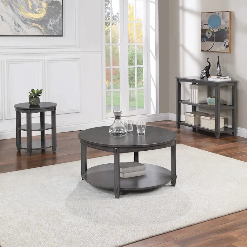 3-Shelf Round End Table