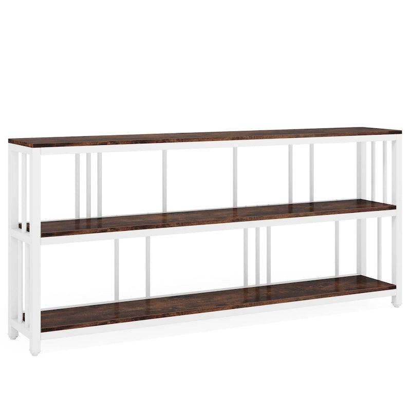Vintage Brown 3 Tiers Console Table, 70.9 Narrow Long Sofa Accent Tables for Small Space