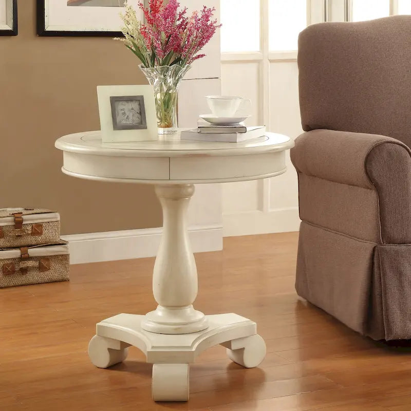 Porch & Den Viola Hand-painted Traditional Round Accent Table