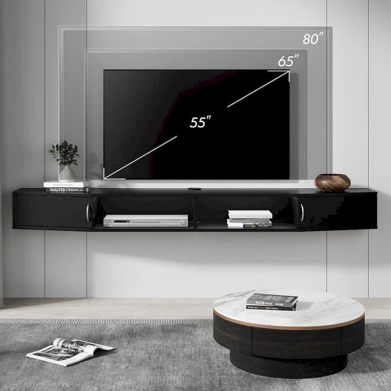 Plovoucí nástěnná TV konzole s úložným prostorem – ořech, 70"