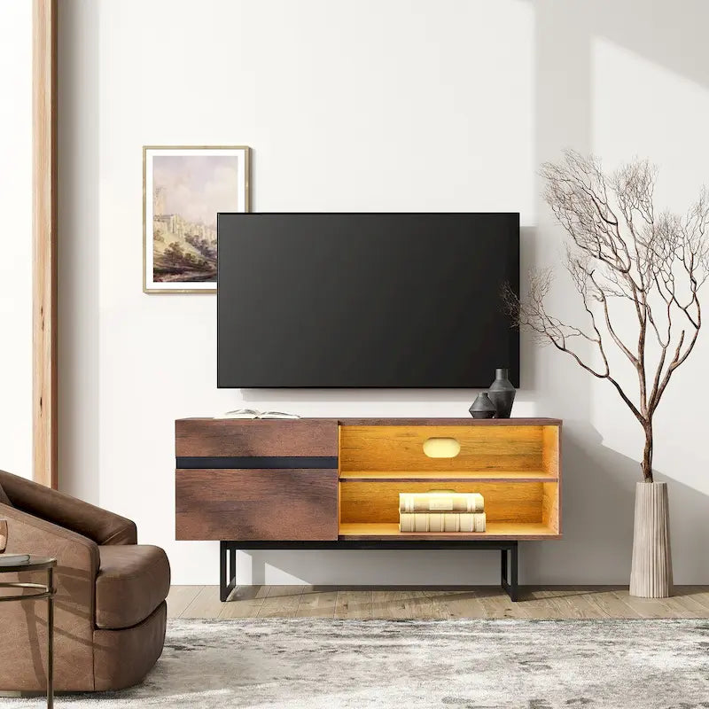Moderní TV stolek pro televize až do 55" s úložnými skříňkami