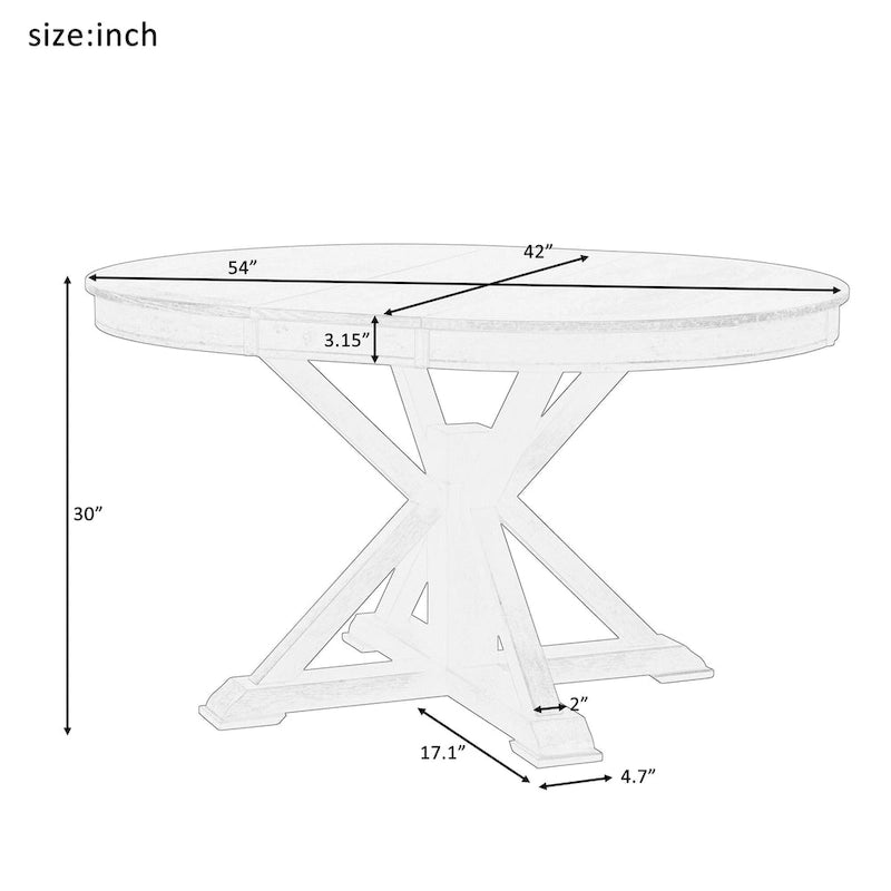 54" Farmhouse Oval Extendable Dining Table