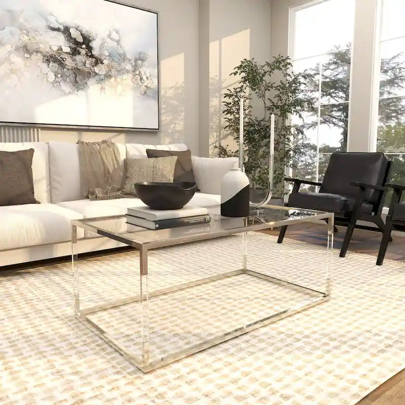 Konferenční stolek z akrylu a skla – zlatý nebo čirý